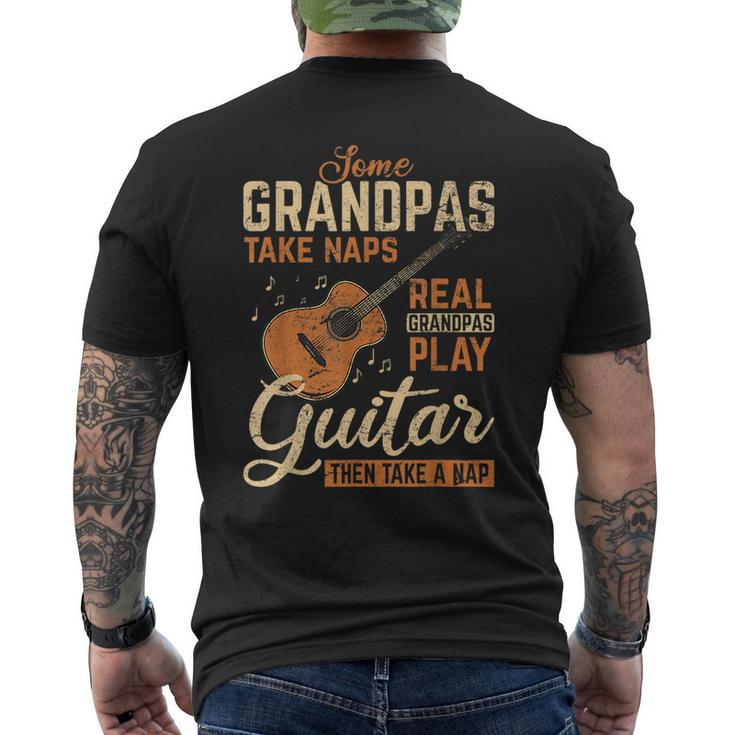 Real Grandpas Play Guitar Then Take Nap Funny Guitarist  Mens Back Print T-shirt