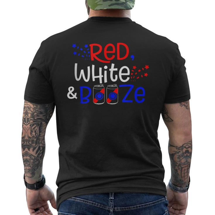 Red White And Booze  Funny Adult 4Th Of July Mens Back Print T-shirt