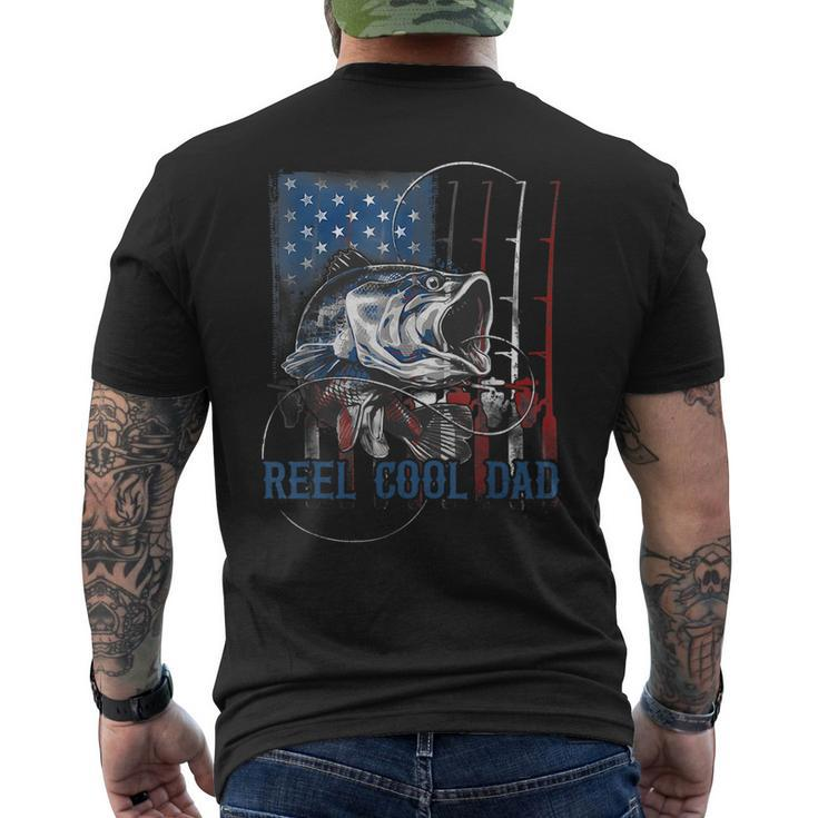 Reel Cool Dad Fishing Fathers Day Gift 4Th Of July Dad Joke  Mens Back Print T-shirt