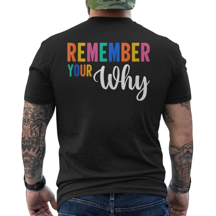 Remember Your Why Motivational Gym Fitness Workout Quote  Mens Back Print T-shirt