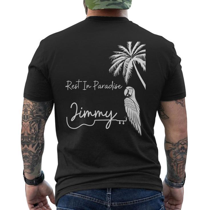 Rest In Paradise Jimmy Parrot Heads Guitar Music Lovers Men's T-shirt Back Print