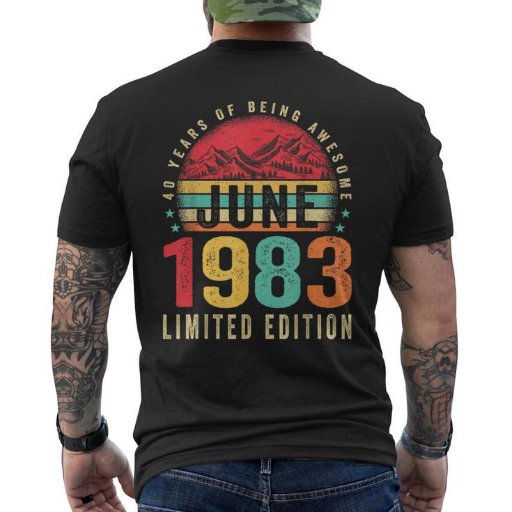 Retro 40Th Birthday Gifts Vintage Awesome Since June 1983  Mens Back Print T-shirt