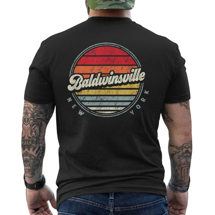 Retro Baldwinsville Home State Cool 70S Style Sunset Men's T-shirt Back Print