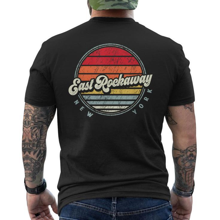 Retro East Rockaway Home State Cool 70S Style Sunset Men's T-shirt Back Print