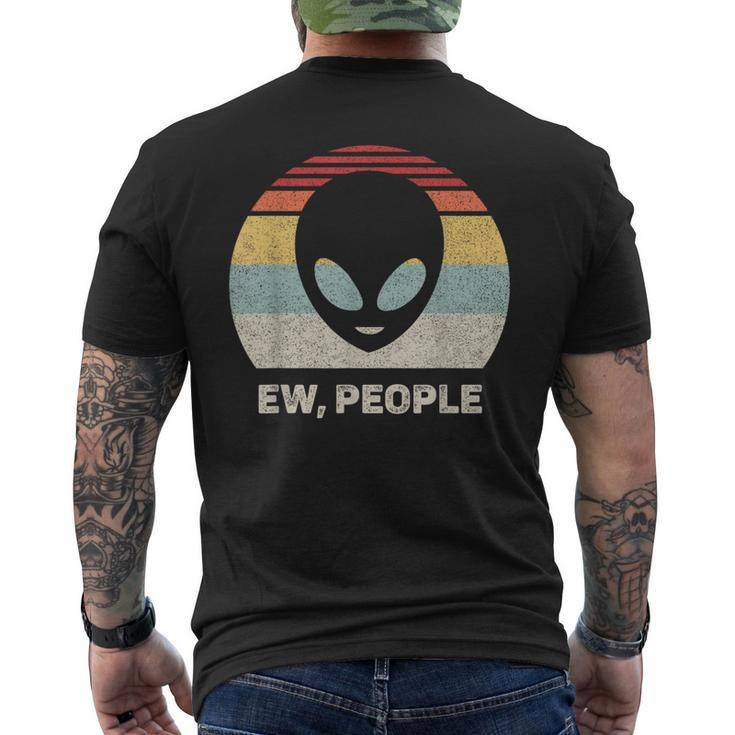 Retro Ew People With Alien Vintage Alien Men's T-shirt Back Print