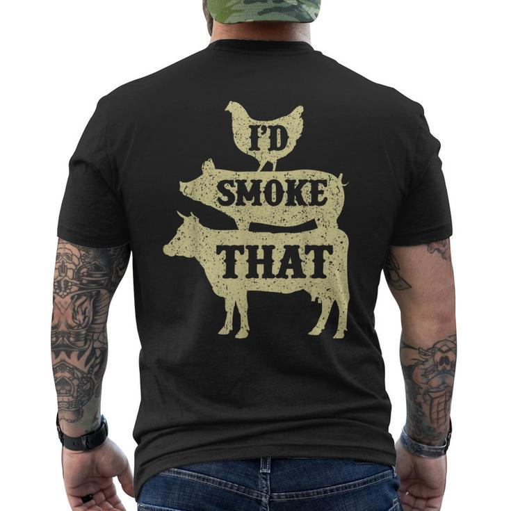 Retro Grilling Bbq Smoker Chef Dad id Smoke That Men's Back Print T-shirt