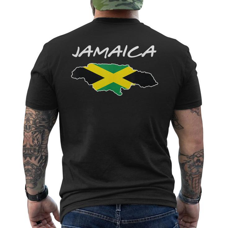 Retro Jamaica Flag Jamaican Island Travel Vacation Souvenir  Mens Back Print T-shirt