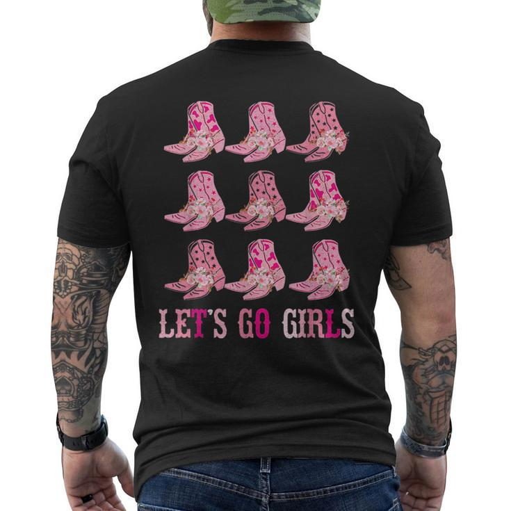 Retro Lets Go Girls Boot Pink Western Cowgirl  Mens Back Print T-shirt