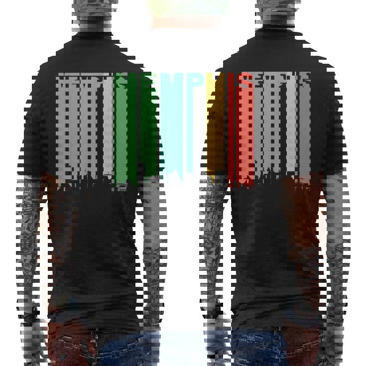 Retro Memphis Tennessee Cityscape Downtown Skyline Men's T-shirt Back Print