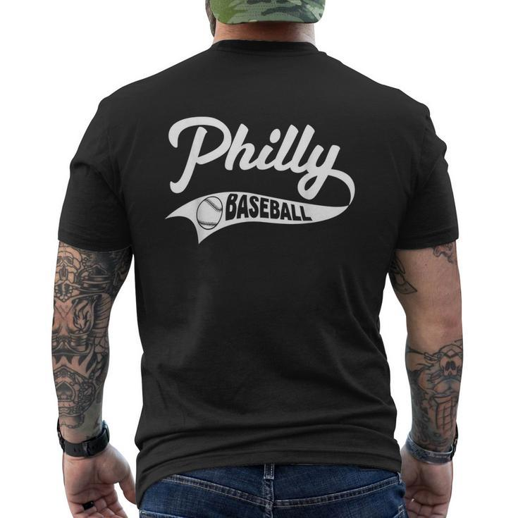 Retro Philadelphia Baseball Vintage Philly Swoosh Funny Baseball Funny Gifts Mens Back Print T-shirt