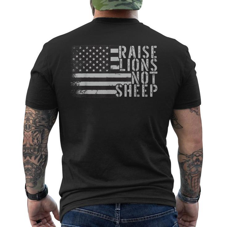 Retro Raise Lions Not Sheep Patriotic Party Patriot Us Flag Men's Back Print T-shirt