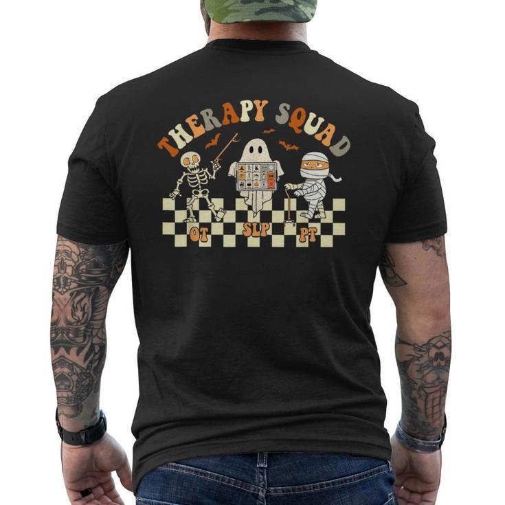 Retro Therapy Squad Slp Ot Pt Team Halloween Speech Physical Men's T-shirt Back Print