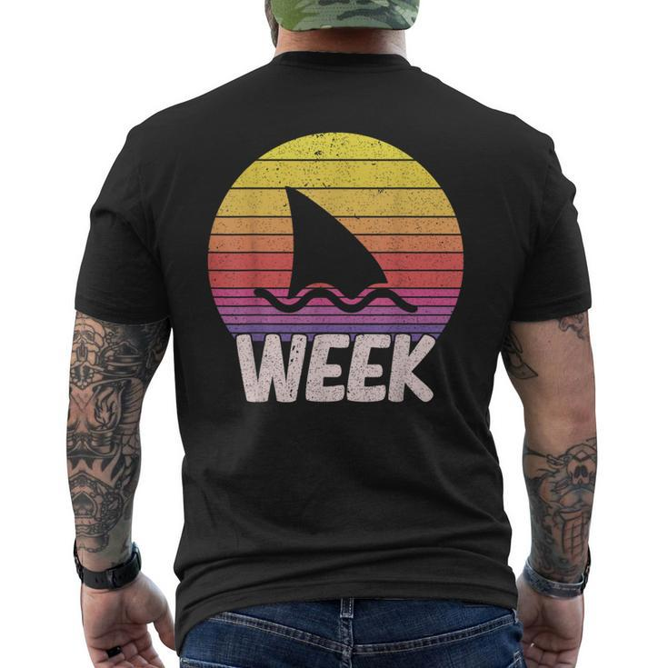 Retro Shark Fin Week 2023 Shark Lover Ocean Wildlife Summer  Mens Back Print T-shirt