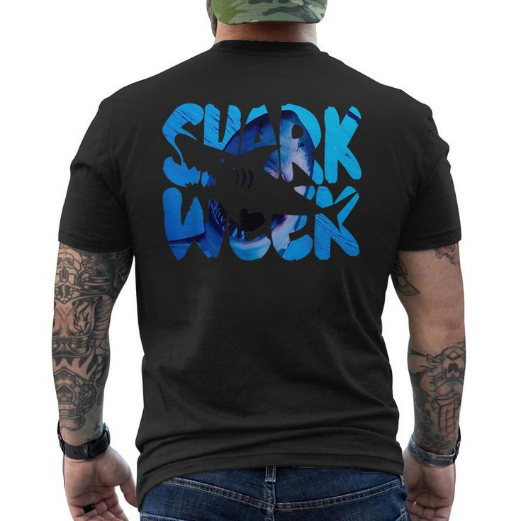 Retro Shark Ocean Biologist Animal Lover Shark Fin Week 2023  Mens Back Print T-shirt