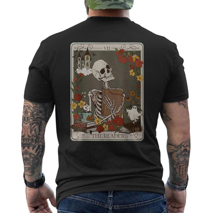 Retro Skeleton Reading Book The Reader Tarot Card Book Lover Reading Funny Designs Funny Gifts Mens Back Print T-shirt