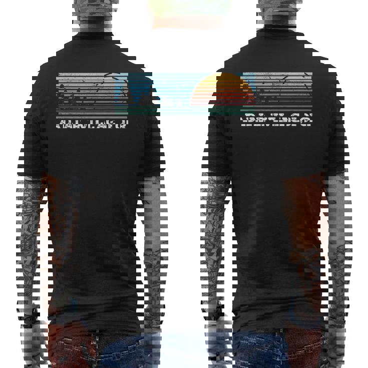 Retro Sunset Stripes Adair Village Oregon Men's T-shirt Back Print