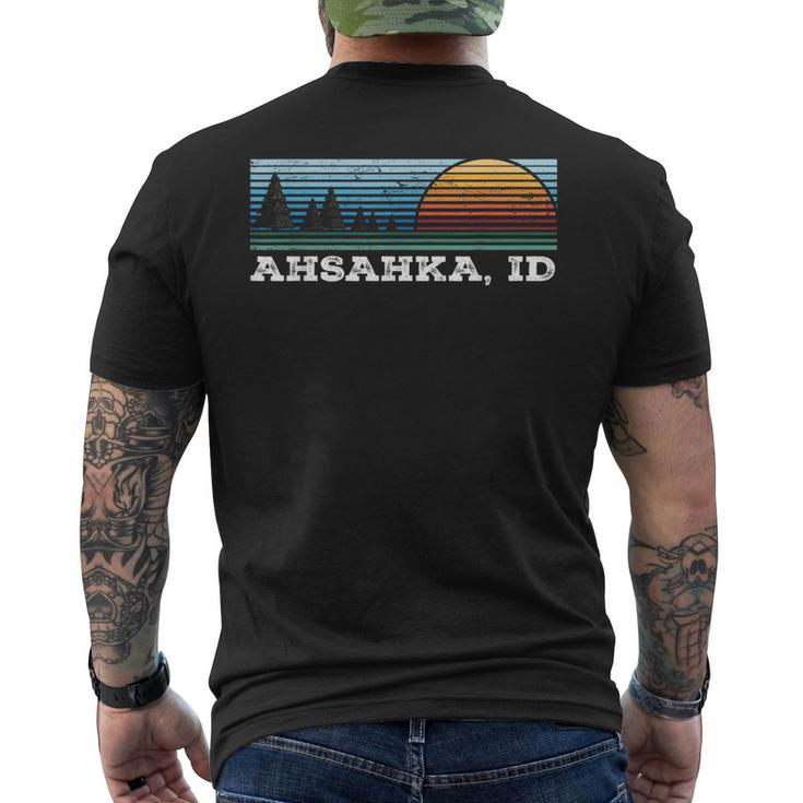 Retro Sunset Stripes Ahsahka Idaho Men's T-shirt Back Print