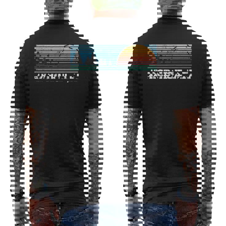 Retro Sunset Stripes Archbold Florida Men's T-shirt Back Print