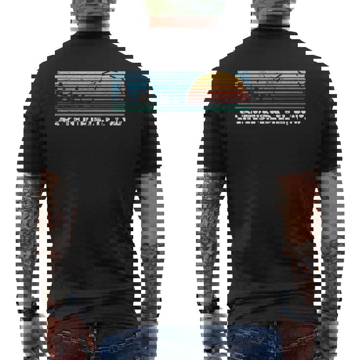 Retro Sunset Stripes Arthurdale West Virginia Men's T-shirt Back Print