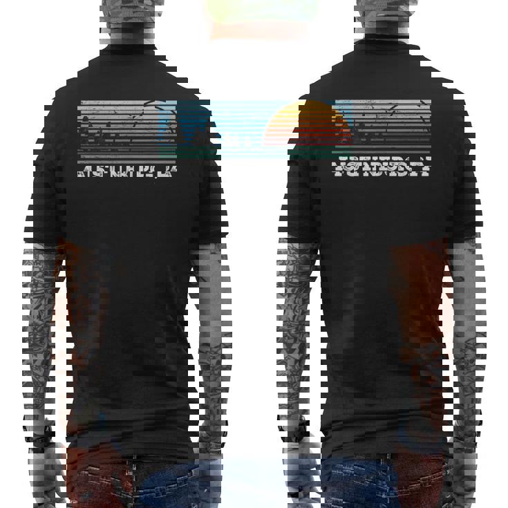 Retro Sunset Stripes Austinburg Pennsylvania Men's T-shirt Back Print
