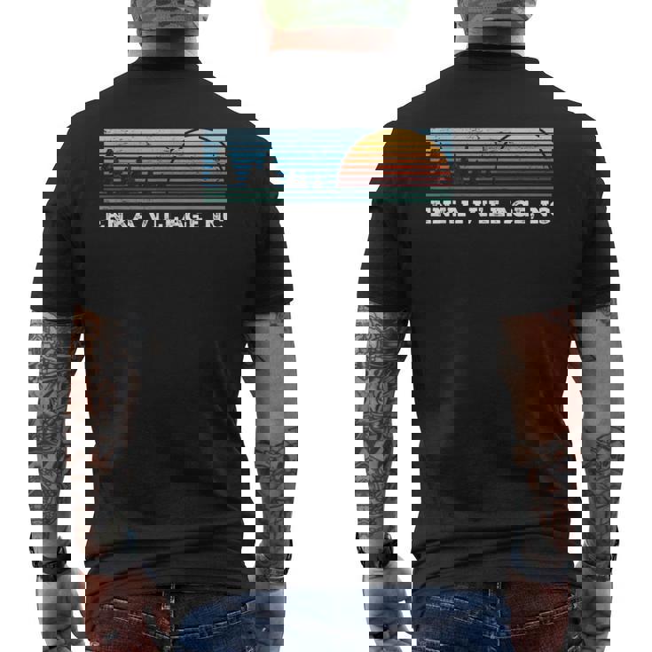 Retro Sunset Stripes Enka Village North Carolina Men's T-shirt Back Print