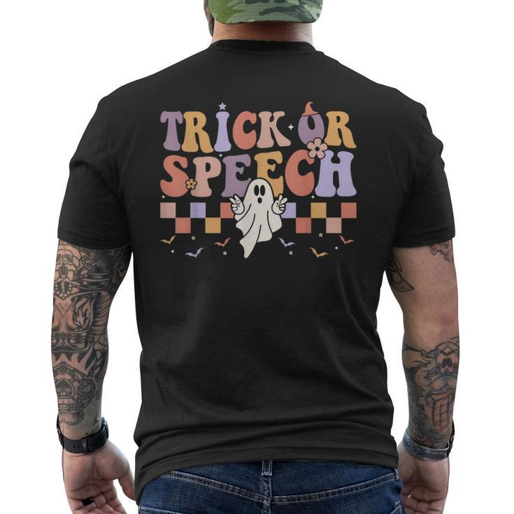 Retro Trick Or Speech Halloween Speech Therapy Slp Halloween Men's T-shirt Back Print