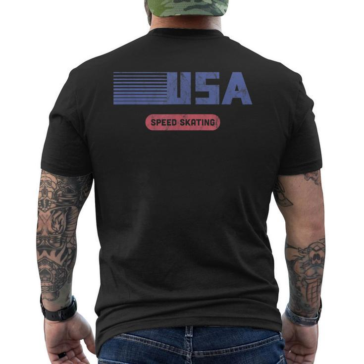 Retro Usa 2022 Team American Speed Skating Vintage  Usa Funny Gifts Mens Back Print T-shirt
