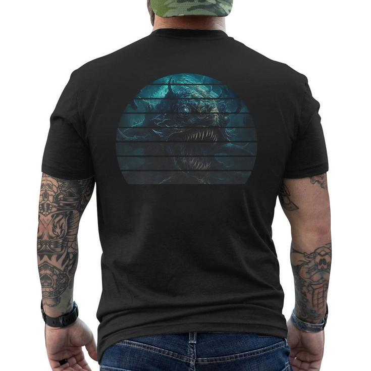 Retro Vintage Anime Deep Sea Monster Scary Ocean Fish 2   Mens Back Print T-shirt