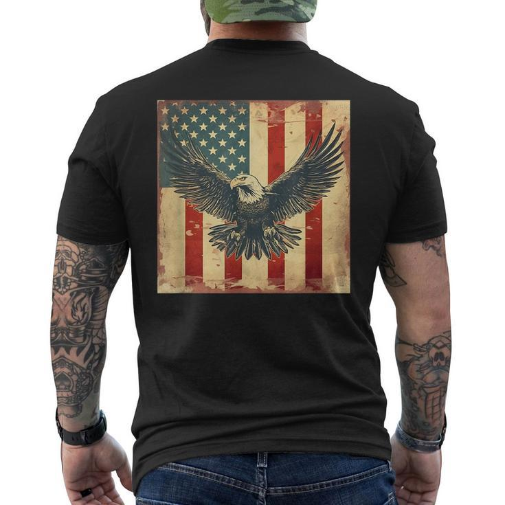Retro Vintage Eagle American Usa Flag 4Th July Celebration Mens Back Print T-shirt