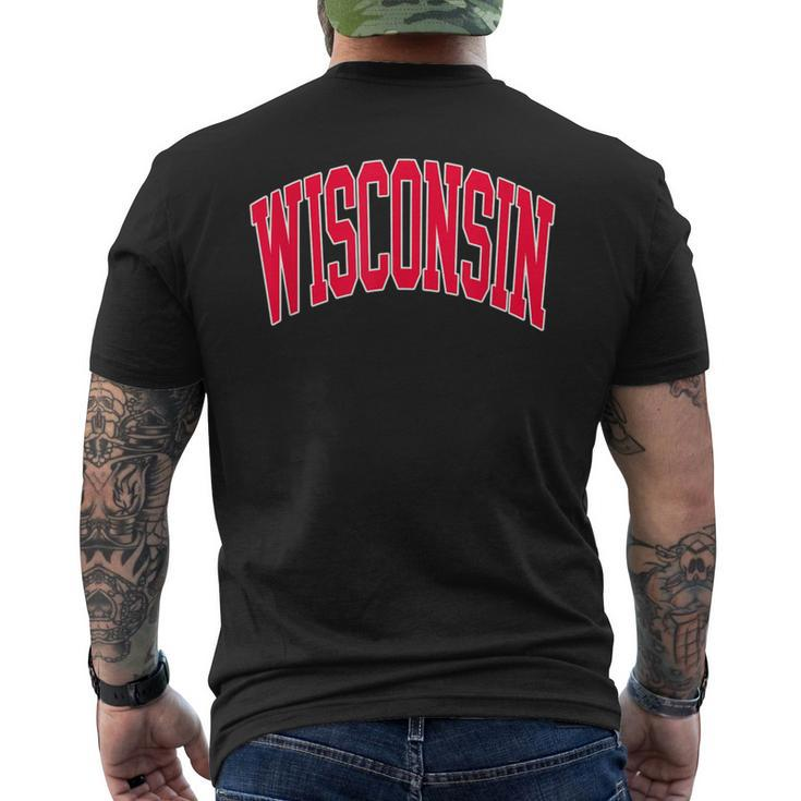 Retro Vintage Wisconsin State Distressed Souvenir Men's T-shirt Back Print