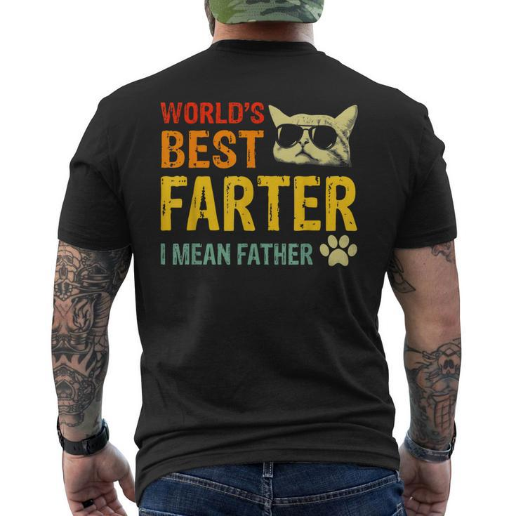 Retro Worlds Best Farter I Mean Father Best Cat Dad Ever  Mens Back Print T-shirt