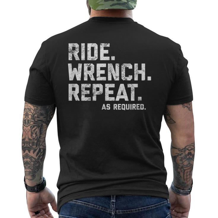 Ride Wrench Repeat Motorcycle Mechanic Men's Back Print T-shirt