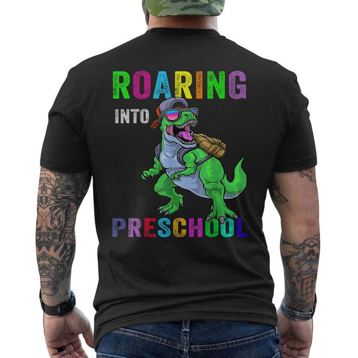 Roaring Into Preschool Dinosaur 1St Day Back To School Men's T-shirt Back Print