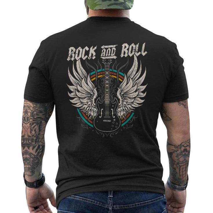 Rock And Roll Guitar Vintage Rock Music Men's T-shirt Back Print