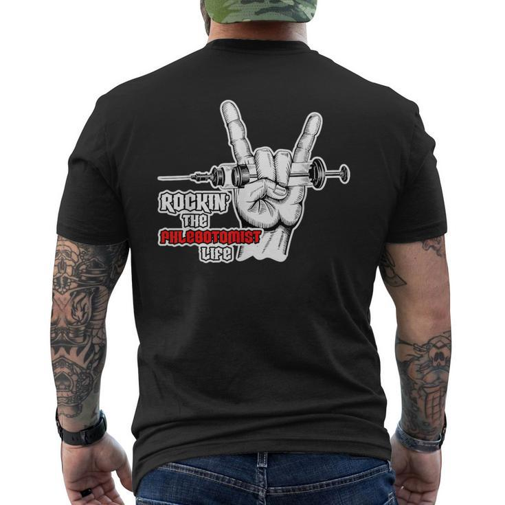 Rocking Phlebotomist Syringe Injection Blood Donor Aid Men's T-shirt Back Print