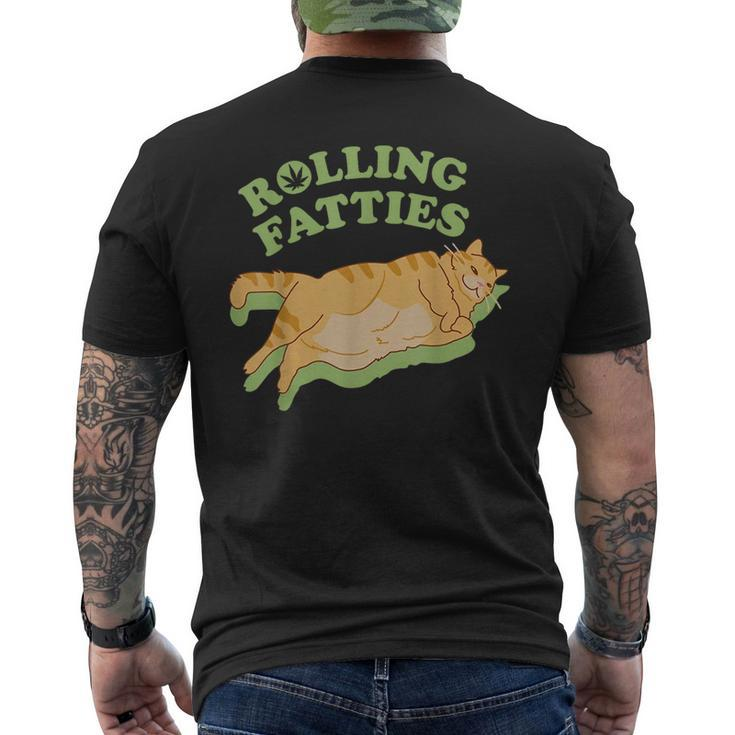 Rolling Fatties Funny Weed Cat Marijuana  Weed Funny Gifts Mens Back Print T-shirt