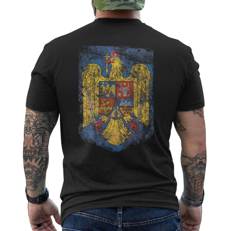 Romanian Pride Coat - Of Arms Of Romania Heritage Celtic   Mens Back Print T-shirt