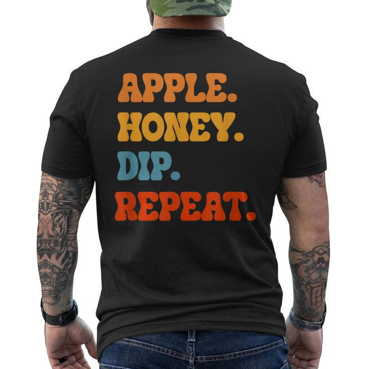 Rosh Hashanah Apple Honey Dip Repeat Jewish New Year Shofar Men's T-shirt Back Print