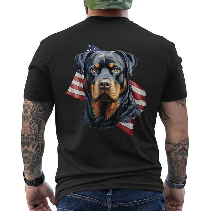 Rottweiler Patriotic 4Th Of July Dog Lover American Usa  Mens Back Print T-shirt