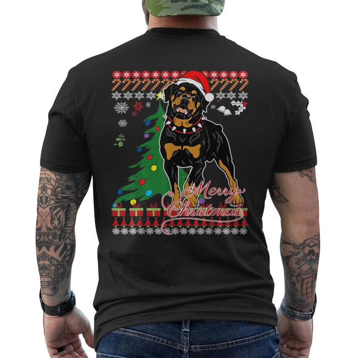 Rottweiler Ugly Christmas Sweater Men's T-shirt Back Print