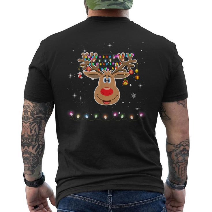 Rudolph Red Nose Reindeer Snow-Snowflakes Men's T-shirt Back Print