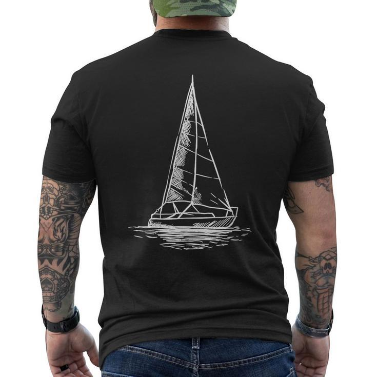Sailor Boating Anchor Simple Line Drawing Sailboat Sailing Men's Back Print T-shirt