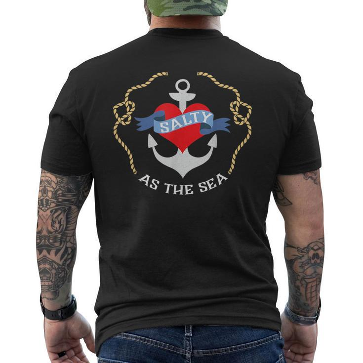 Salty As The Sea Nautical Anchor  Mens Back Print T-shirt