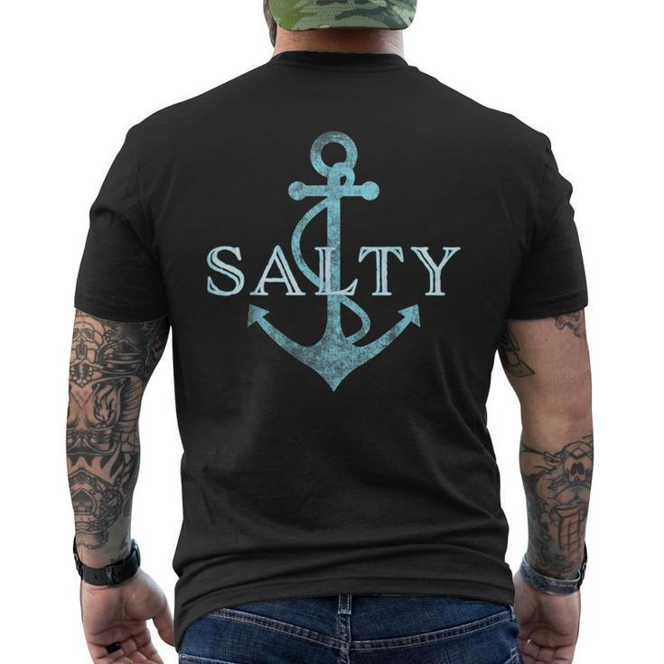 Salty Sailor Nautical Anchor  Mens Back Print T-shirt