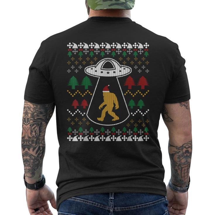 Santa Claus Bigfoot Ufo Sasquatch Ugly Christmas Sweater Men's T-shirt Back Print
