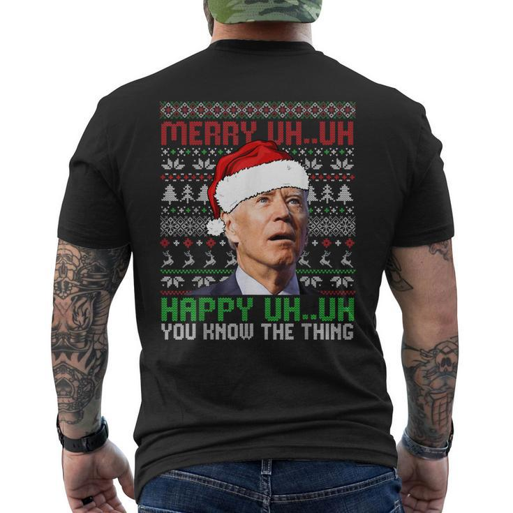 Santa Joe Biden Merry Uh Uh Christmas Ugly Sweater Men's T-shirt Back Print