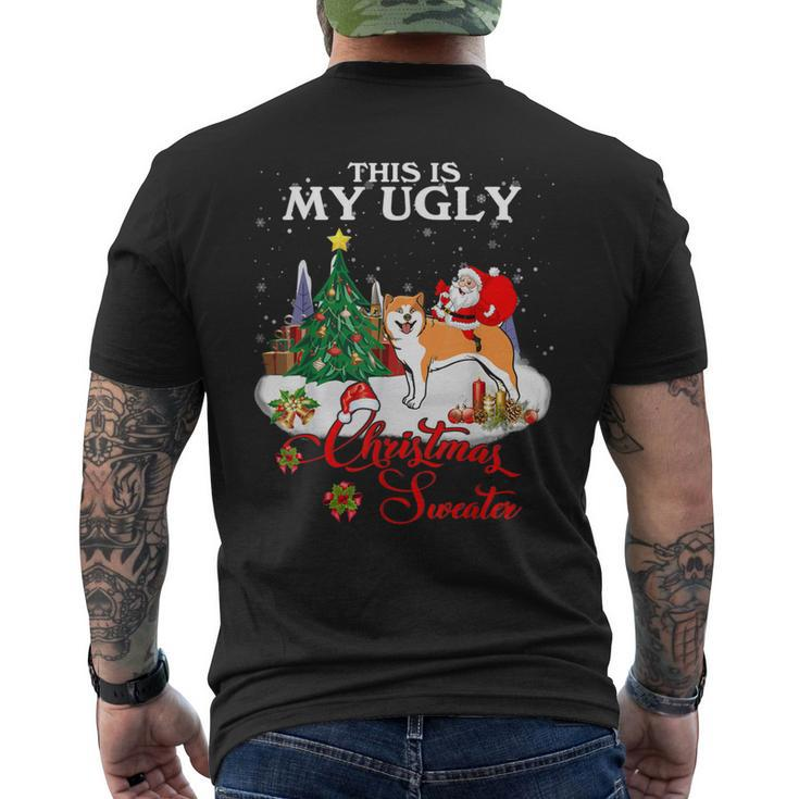 Santa Riding Akita This Is My Ugly Christmas Sweater Men's T-shirt Back Print
