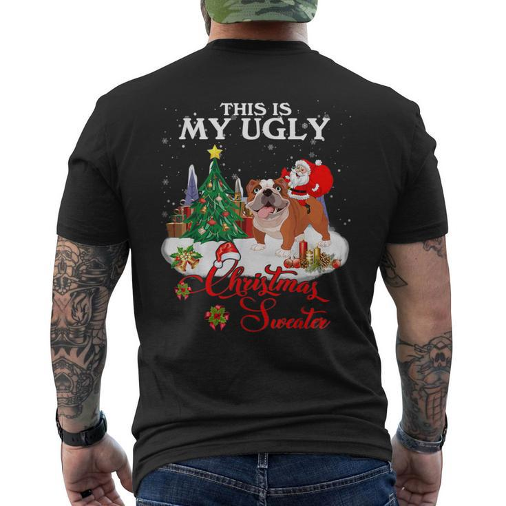 Santa Riding Bulldog This Is My Ugly Christmas Sweater Men's T-shirt Back Print