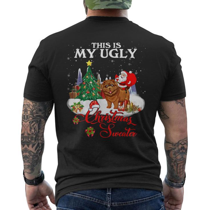 Santa Riding Chow Chow This Is My Ugly Christmas Sweater Men's T-shirt Back Print
