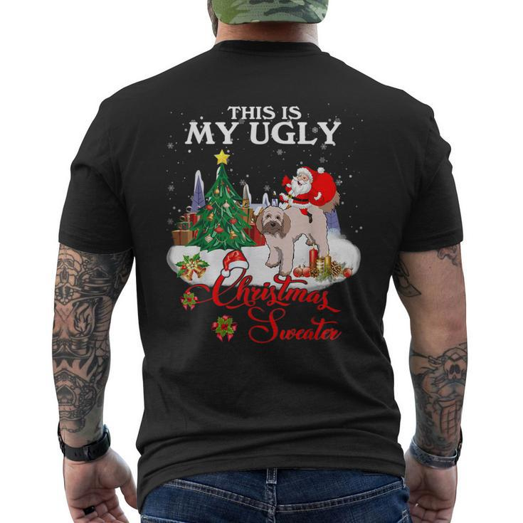 Santa Riding Cockapoo This Is My Ugly Christmas Sweater Men's T-shirt Back Print